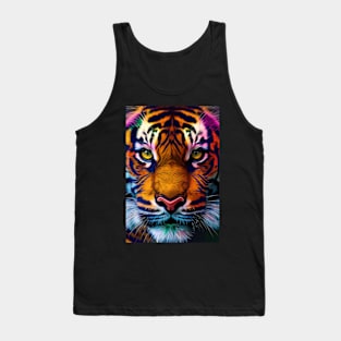 Pop Art Tiger Face In Vibrant Colors - A Unique and Playful Art Print For Animal Lovers Tank Top